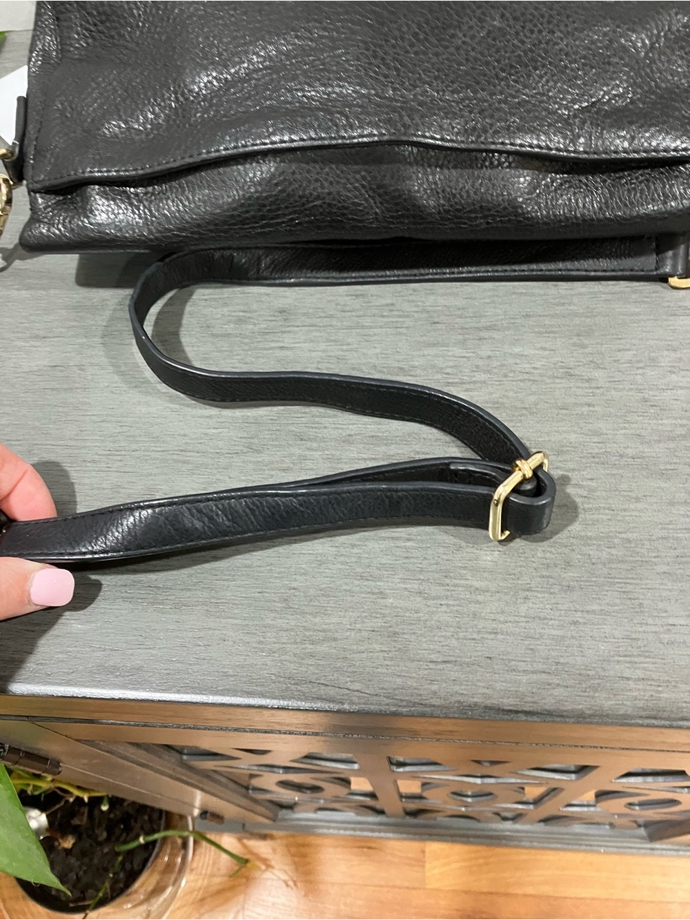 Tory Burch Black Leather Crossbody Fold-Over Bag - Picture 7 of 8